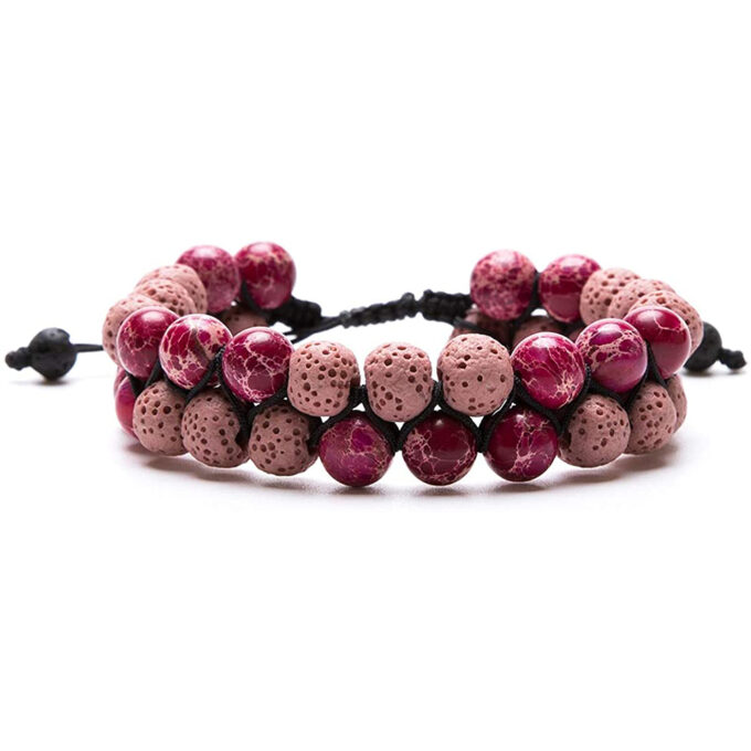 Lava Stone Crystal Bracelet - pink - Image 6