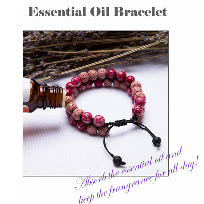 Lava Stone Crystal Bracelet - pink - Image 3