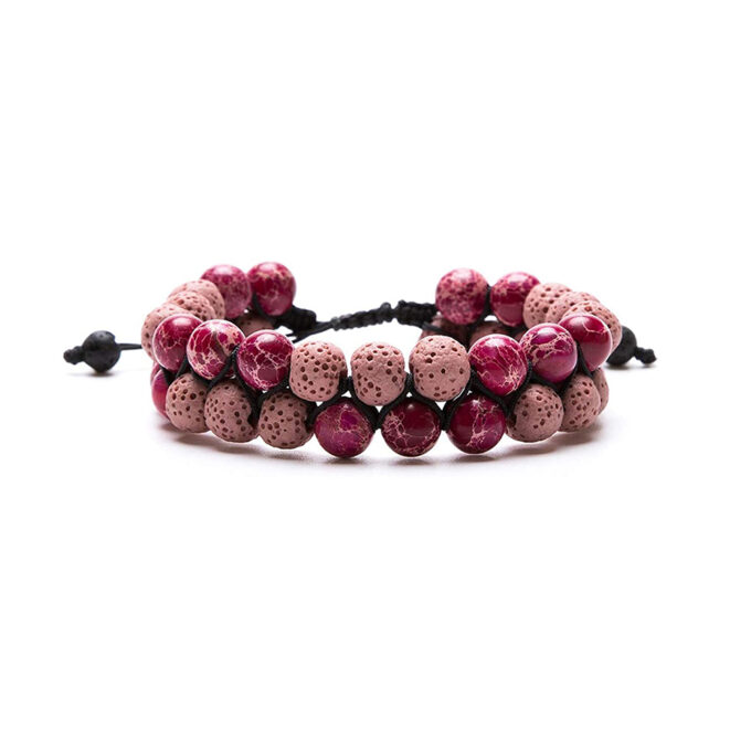 Lava Stone Crystal Bracelet - pink