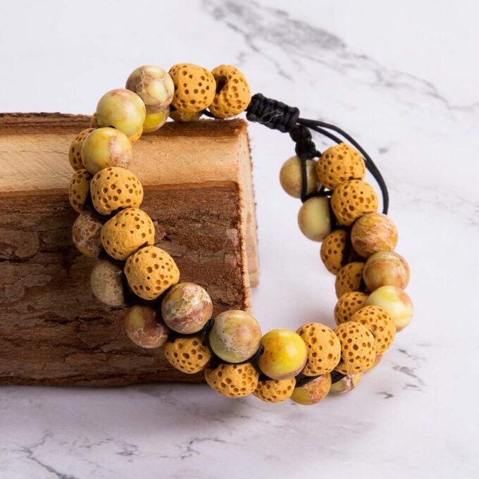 Lava Stone Crystal  Bracelet - yellow - Image 4