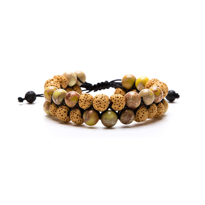 Lava Stone Crystal  Bracelet - yellow