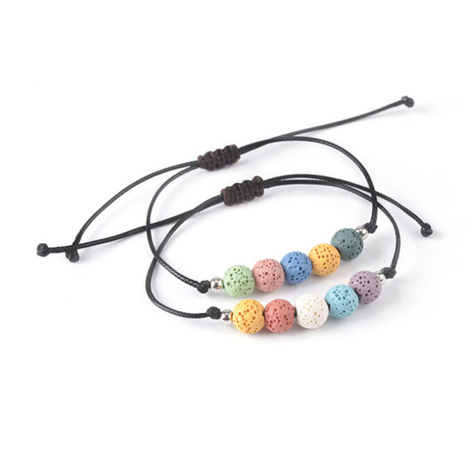 Rainbow Lava Rock Adjustable Crystal Bracelets