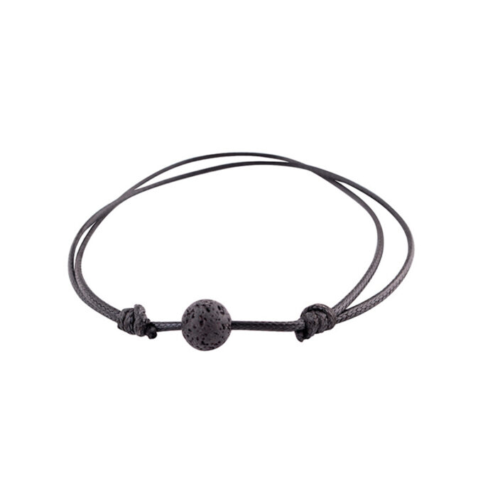 Single Lava Rock Adjustable Crystal Bracelet