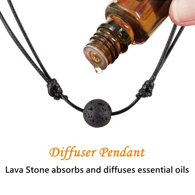 Single Lava Rock Adjustable Diffuser Necklace - Image 3