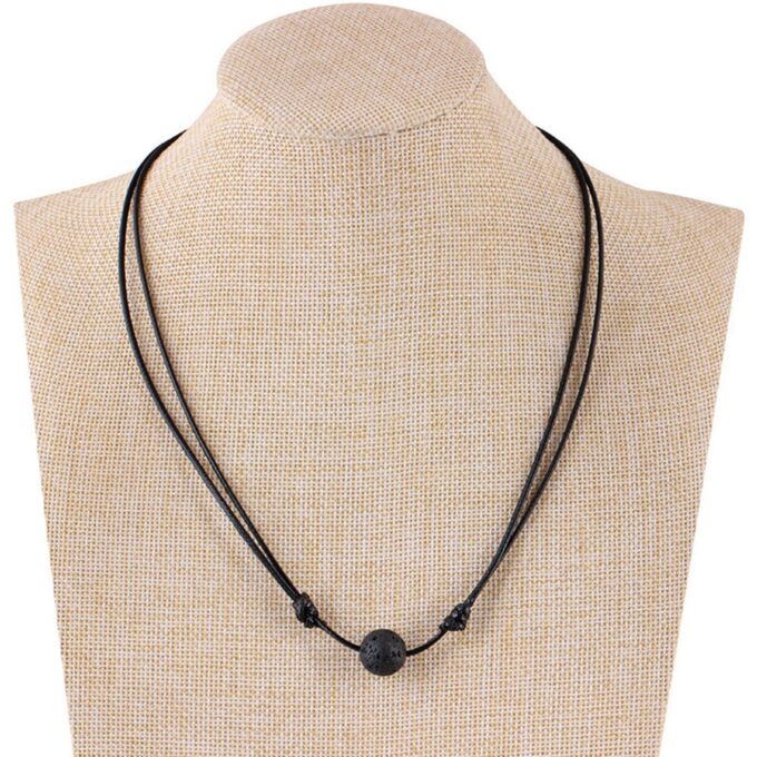 Single Lava Rock Adjustable Diffuser Necklace - Image 2