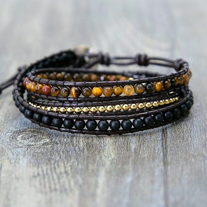 Tiger's Eye Triple Wrap Layer Bracelets