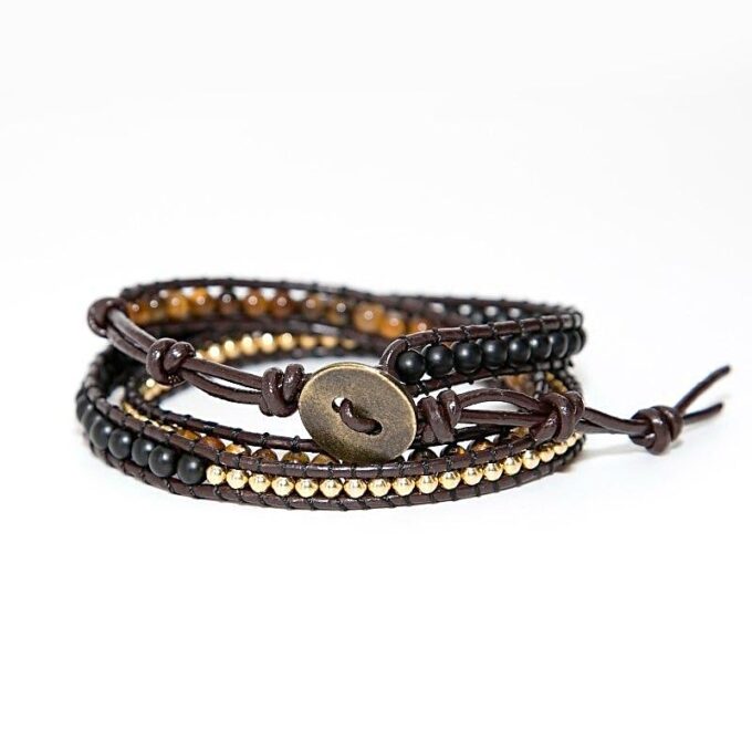 Tiger's Eye Triple Wrap Layer Bracelets - Image 4