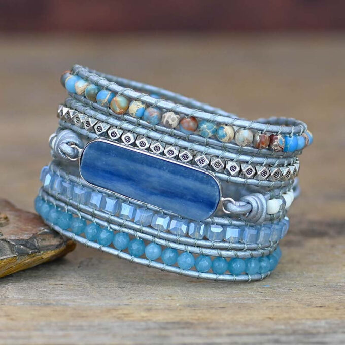 Aura Blue Topaz Wrap Bracelets - Image 4