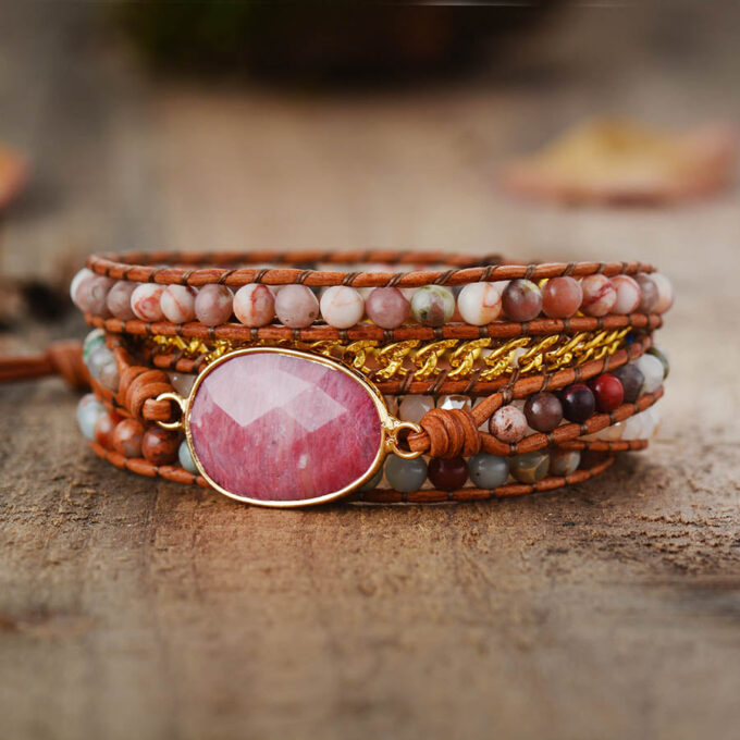 Beyoutiful Rhodonite Crystal Wrap Bracelets - Image 3