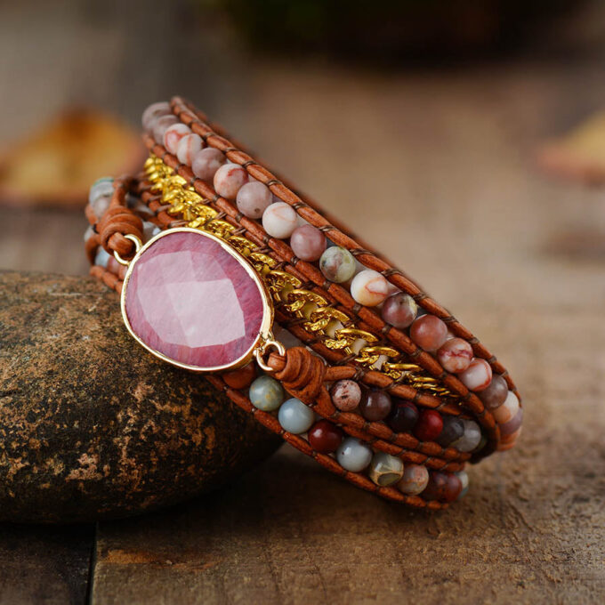 Beyoutiful Rhodonite Crystal Wrap Bracelets - Image 4