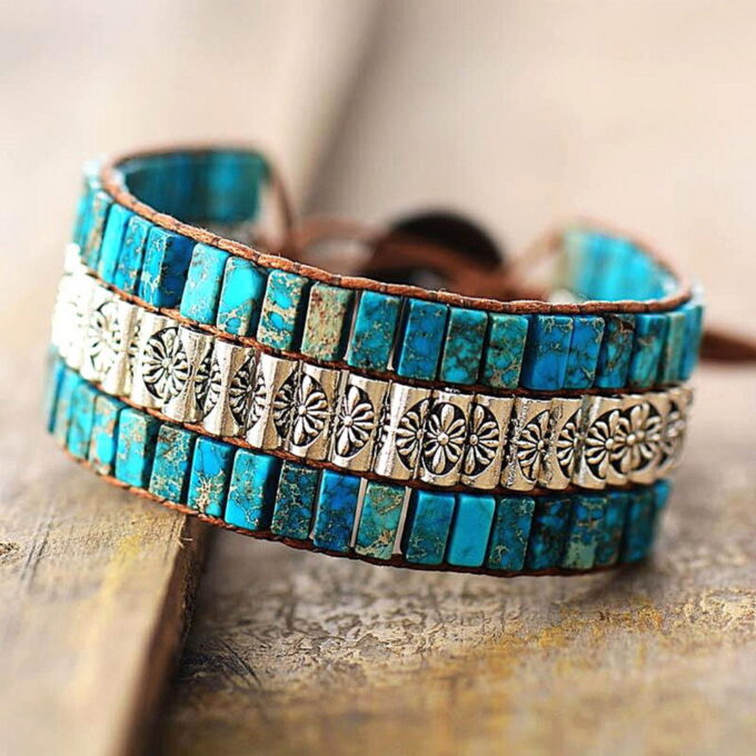 Blue Jasper Cuff Wrap Bracelets - Image 2