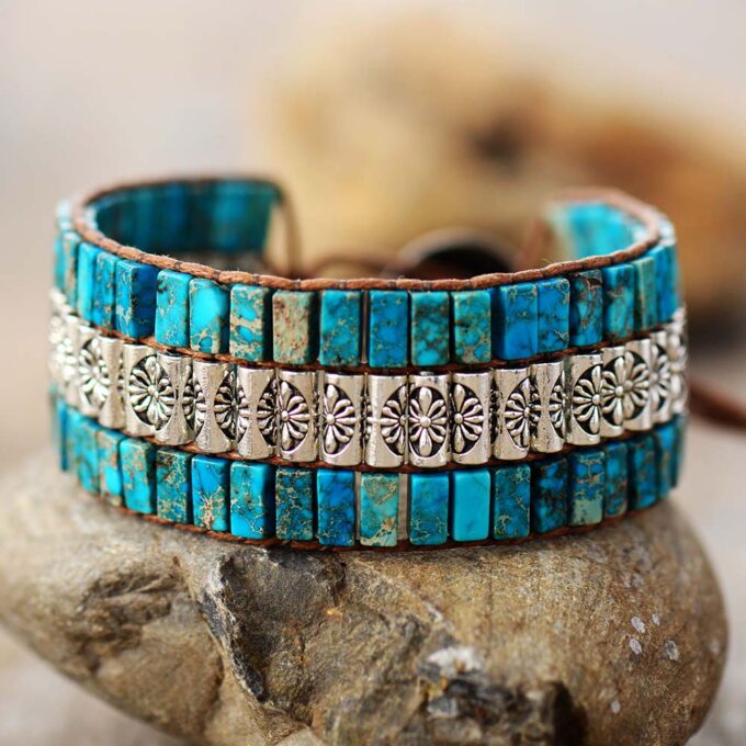 Blue Jasper Cuff Wrap Bracelets