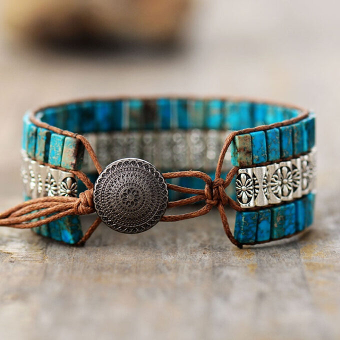 Blue Jasper Cuff Wrap Bracelets - Image 4