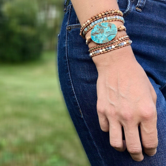 Calming Ocean Jasper Wrap Bracelets - Image 3