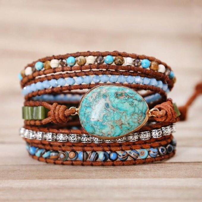 Chunky Ocean Jasper Wrap Bracelets