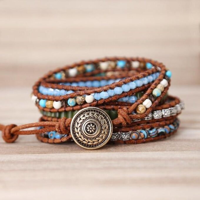 Chunky Ocean Jasper Wrap Bracelets - Image 2