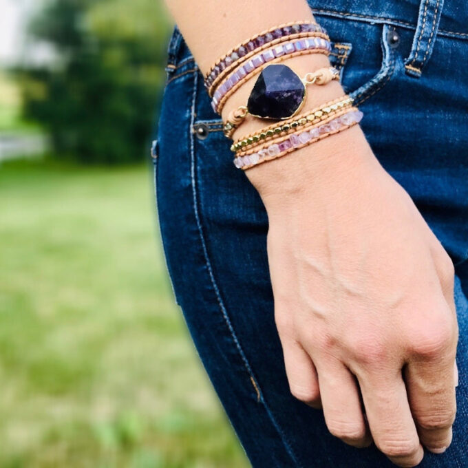 Crown Chakra Amethyst Wrap Bracelets - Image 3