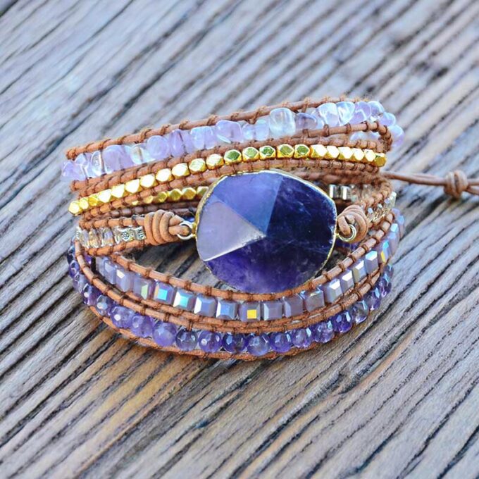 Crown Chakra Amethyst Wrap Bracelets - Image 4