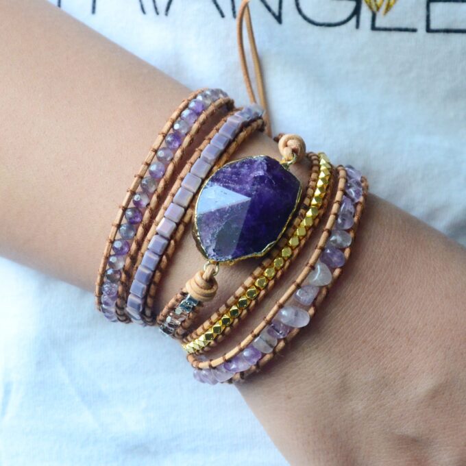 Crown Chakra Amethyst Wrap Bracelets - Image 5