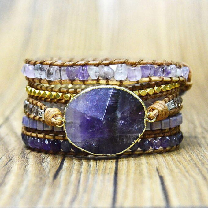 Crown Chakra Amethyst Wrap Bracelets