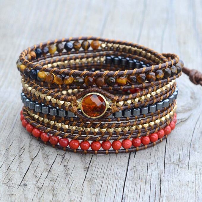 Grounding Root Chakra Wrap Bracelets