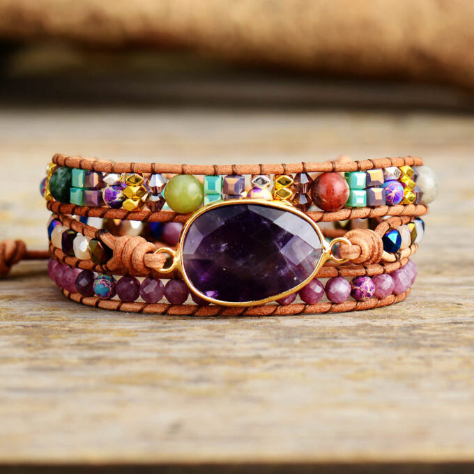 Internal Wisdom Amethyst Wrap Bracelets