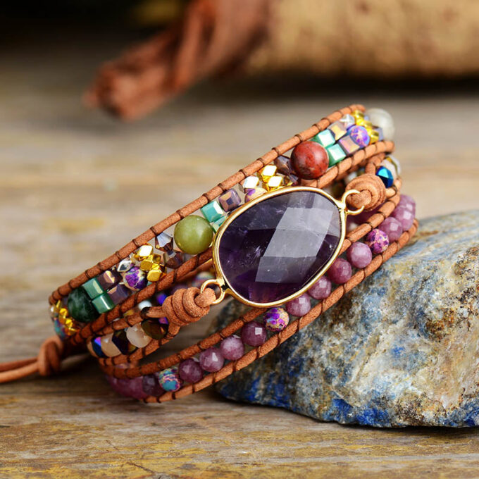 Internal Wisdom Amethyst Wrap Bracelets - Image 4