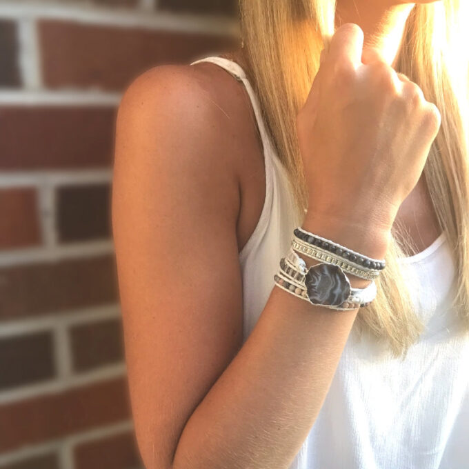 Magical White Labradorite and Druzy Wrap Bracelets - Image 3