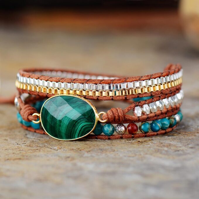 Malachite Protection Wrap Bracelets