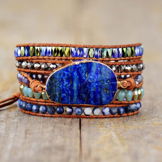 Ocean Blue Lapis Lazuli Wrap Bracelets