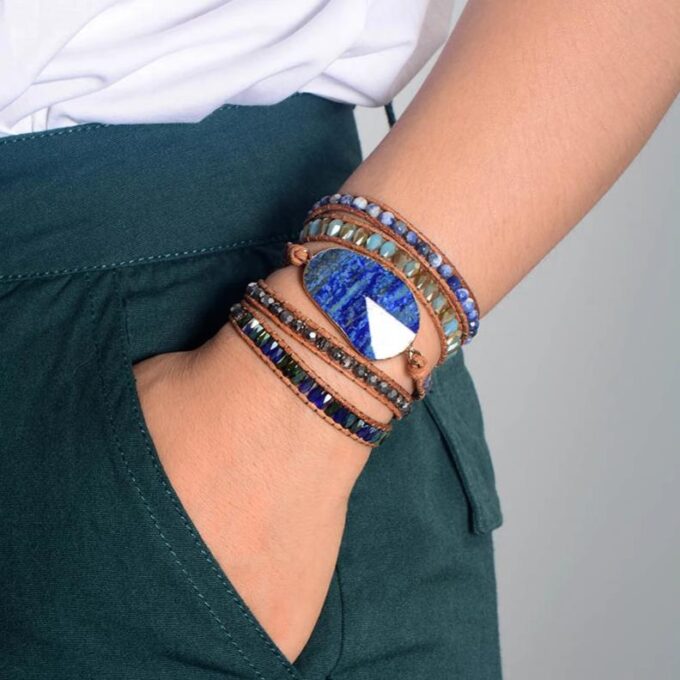 Ocean Blue Lapis Lazuli Wrap Bracelets - Image 2