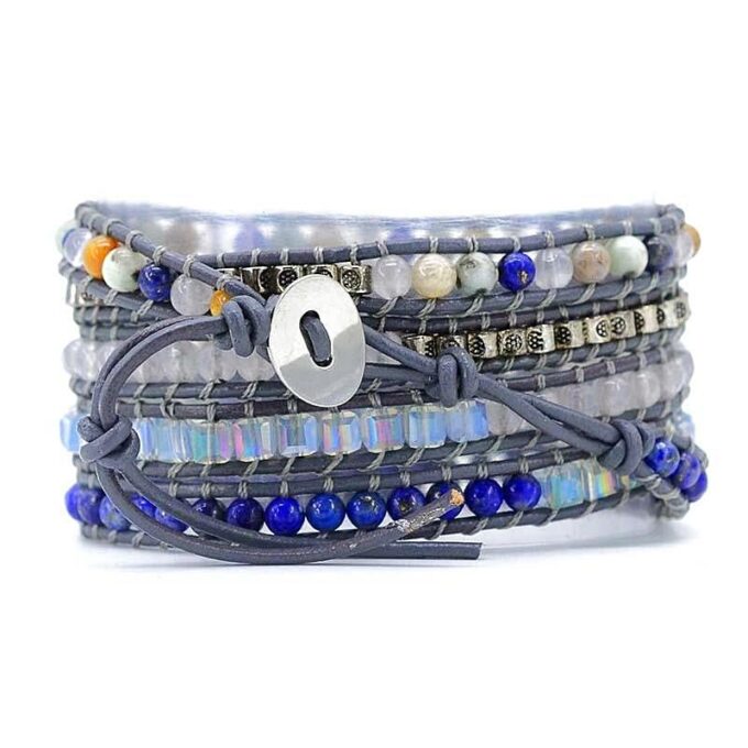 Peach Within Lapis Lazuli Wrap Bracelets - Image 4