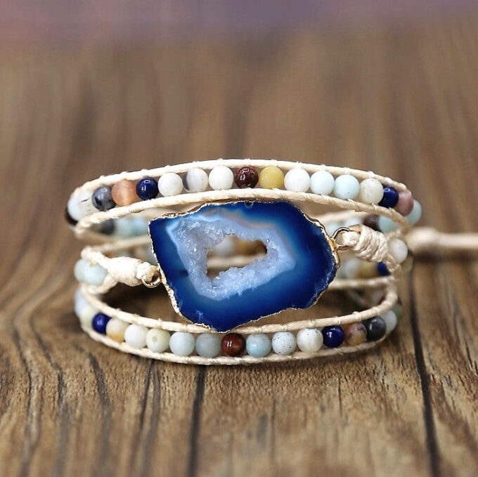 Pure Joy Blue Agate Wrap Bracelets