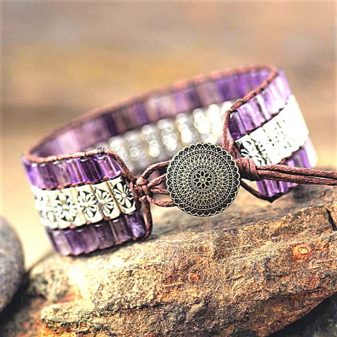 Purple Amethyst Cuff Wrap Bracelets - Image 2