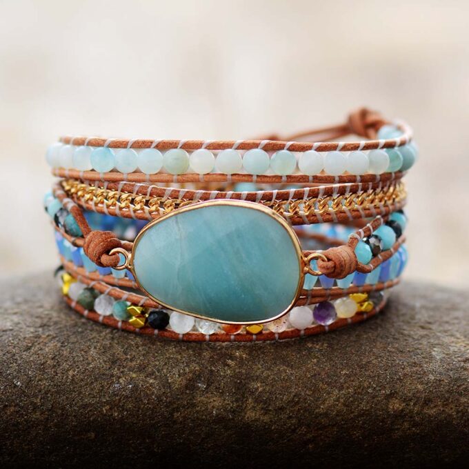 Ray of Light Amazonite Crystal Wrap Bracelets