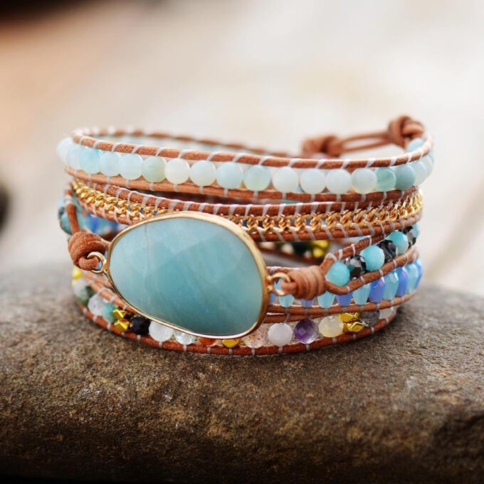 Ray of Light Amazonite Crystal Wrap Bracelets - Image 3