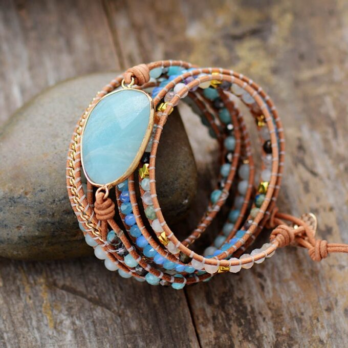 Ray of Light Amazonite Crystal Wrap Bracelets - Image 4