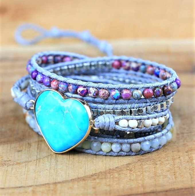 Turquoise Heart Protection Wrap Bracelets - Image 3