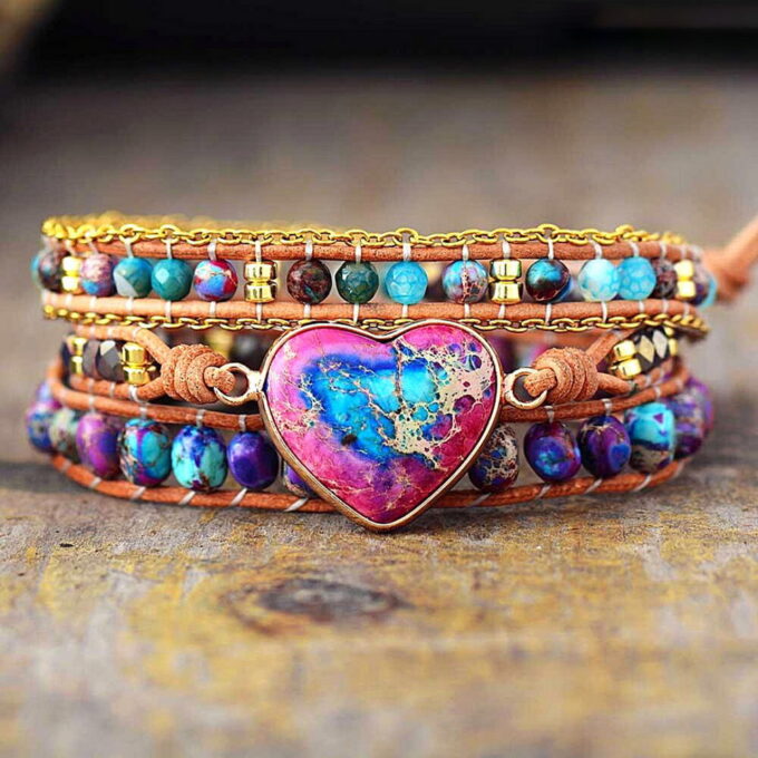 Wanderlust Tie Dye Heart Wrap Bracelets